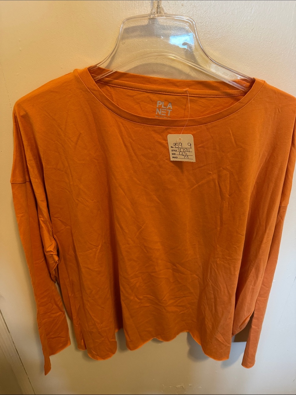 Planet Women's Long-Sleeve Crewneck Tee in Orange